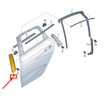new audi a3 sportback 8y rear left door b-pillar trim 8y0839901 original