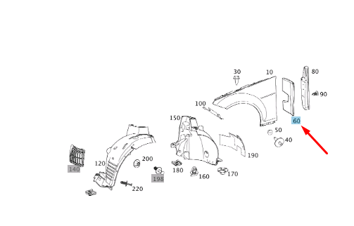 NEW MERCEDES-BENZ C W204 FRONT LEFT FENDER ABSORBER A2048853137 ORIGINAL