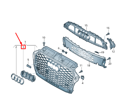 NEW AUDI RS3 RADIATOR GRILLE EMBLEM ADAPTER 8V5853391T94 ORIGINAL