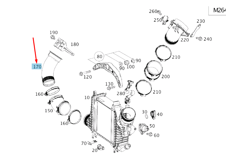 NEW MB CLS C257 TURBO CHARGE AIR COOLER RIGHT AIR MANIFOLD A2640980000 ORIGINAL