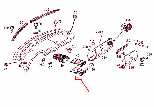 NEW MB SLK R170 INSTRUMENT PANEL CUP HOLDER HOUSING LHD A1706801352 ORIGINAL