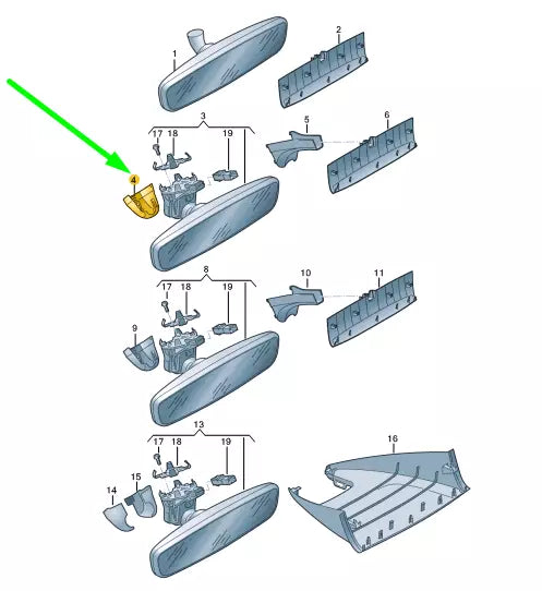 NEW VOLKSWAGEN GOLF MK7 INTERIOR MIRROR TRIM 5G0858548B9B9 ORIGINAL