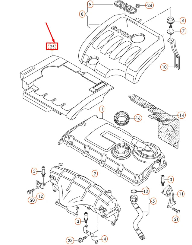 NEW AUDI A3 8P ENGINE INTAKE MANIFOLD COVER 03G103907 ORIGINAL