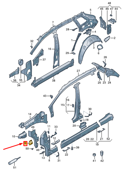 new audi q4 e-tron front right lower door hinge reinforcement 11a809622 original