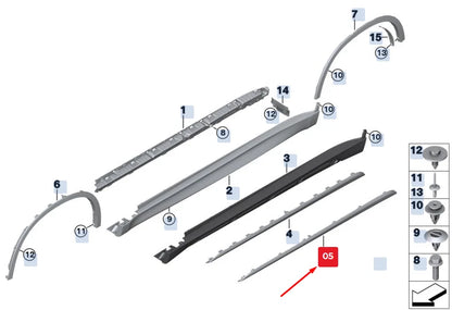 NEW BMW X5 F15 RIGHT SIDE SILL TRIM STRIP 51777321876 7321876 ORIGINAL