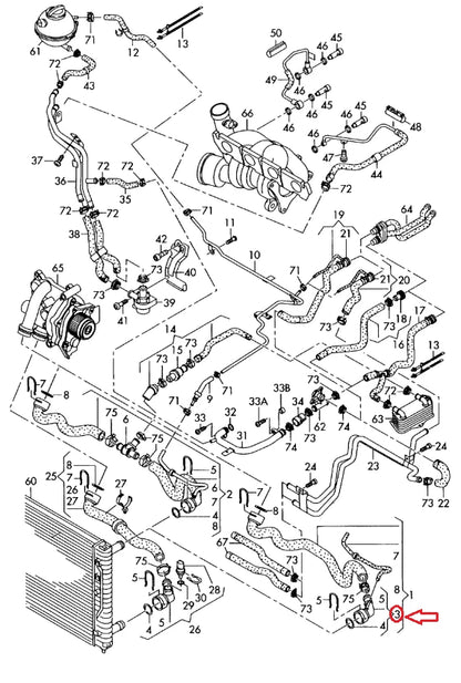 NEW VW GOLF PLUS MK5 QUICK RELEASE RADIATOR HOSE COUPLING 6Q0122291E ORIGINAL