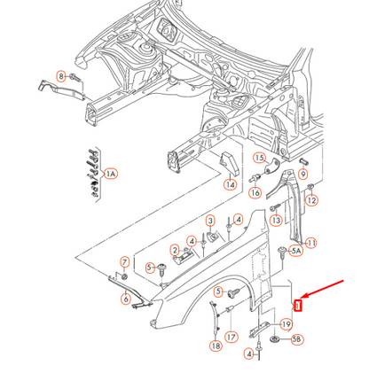 new audi a4 b8 front right fender 8k0821106j original