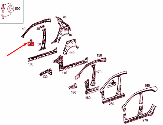 new mercedes-benz gla-class x156 a-pillar nut a0009846321 original