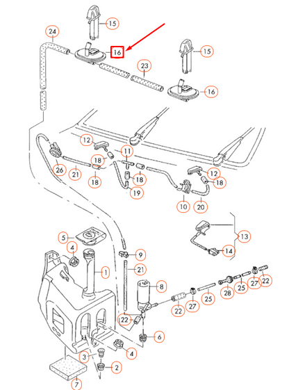 new volkswagen transporter t4 windscreen washer jet grommet 7d1955997 original