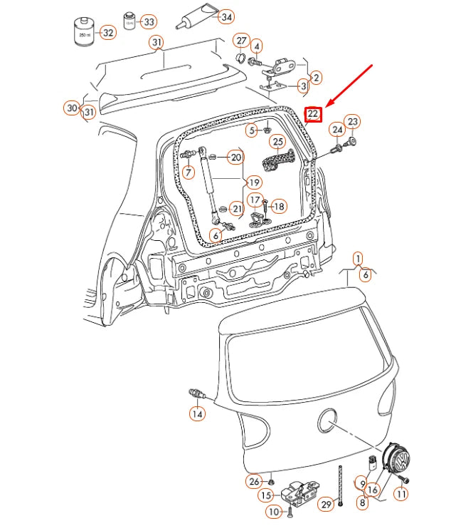 NEW VOLKSWAGEN GOLF MK5 REAR LID HATCH SEAL 1K6827705B9B9 ORIGINAL