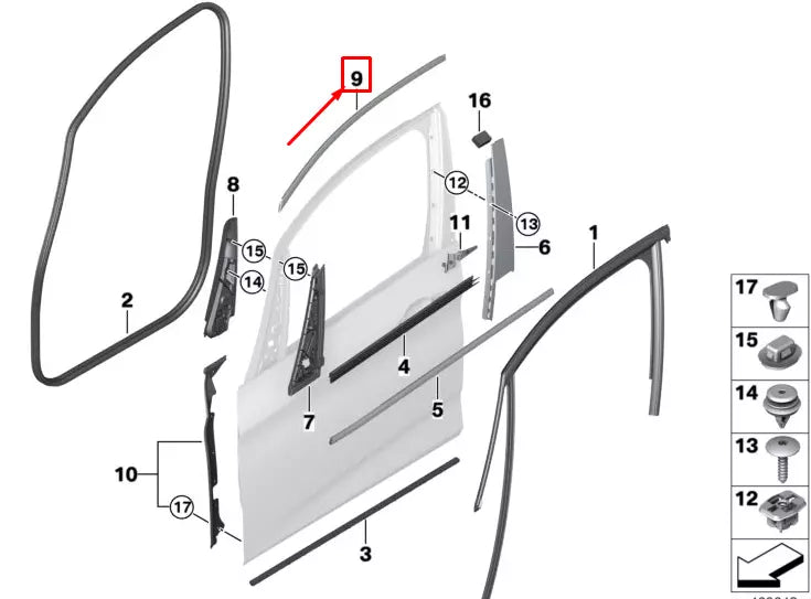 NEW BMW 2 GRAN TOURER F46 FRONT RIGHT WINDOW TRIM COVER 51337326164 ORIGINAL
