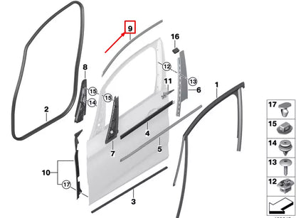 NEW BMW 2 GRAN TOURER F46 FRONT RIGHT WINDOW TRIM COVER 51337326164 ORIGINAL