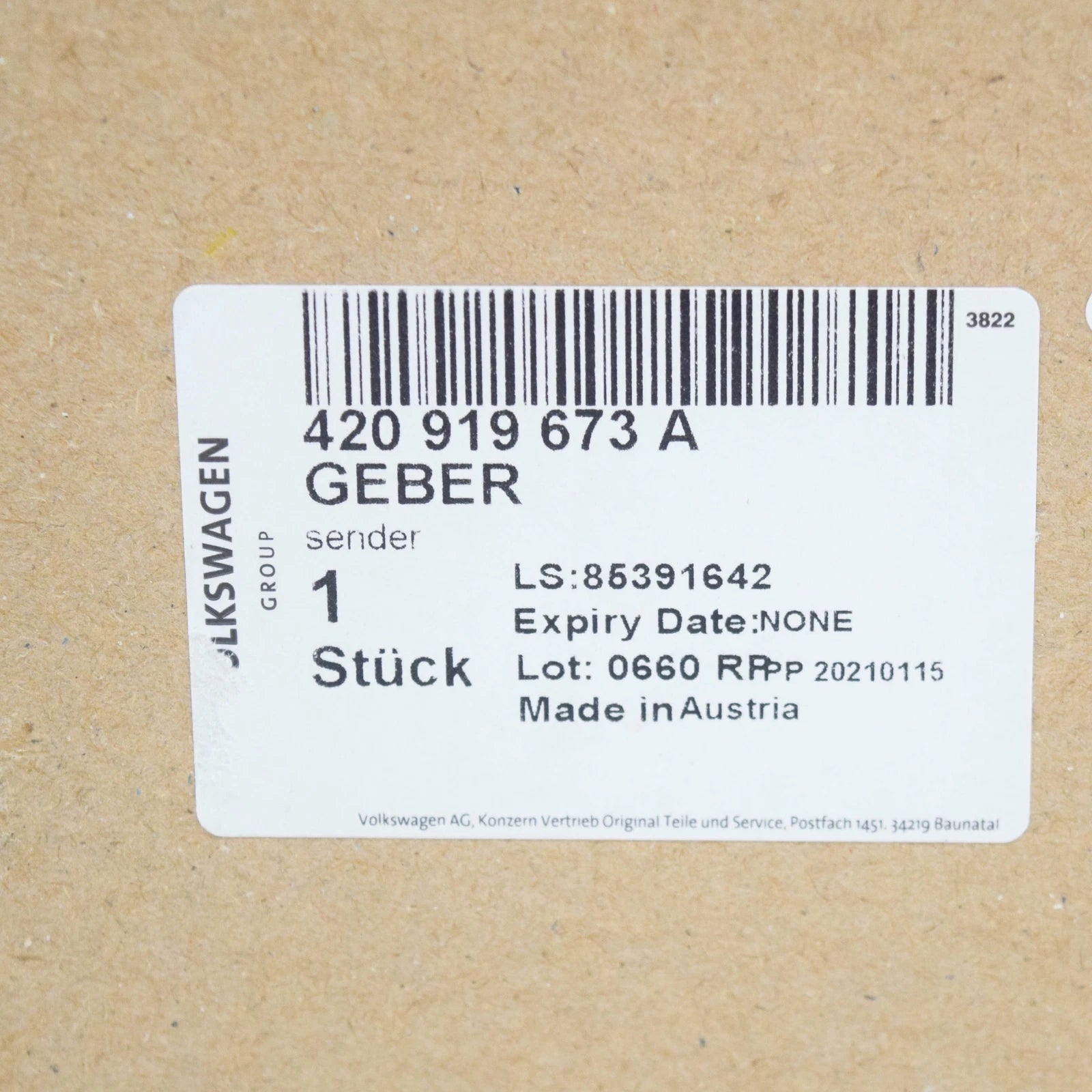 NEW AUDI R8 42 LEFT UPPER FUEL GAUGE SENSOR 420919673A ORIGINAL