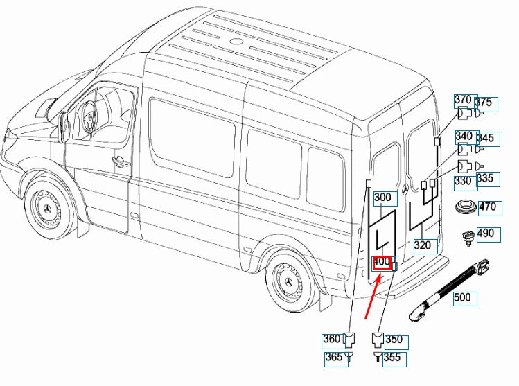 NEW MB SPRINTER 906 REAR LICENCE PLATE LAMP WIRING HARNESS A906440544164