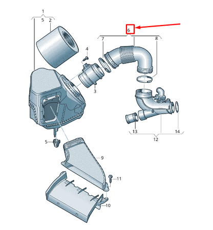new audi a6 c8 engine air intake hose 059129616k original