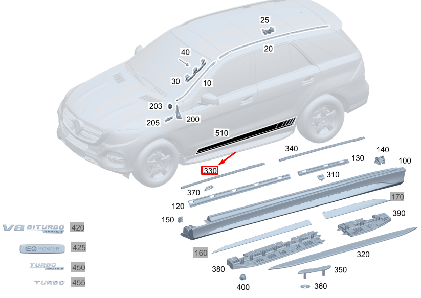 new mercedes-benz gle w167 front left entrance light a1679066302 original