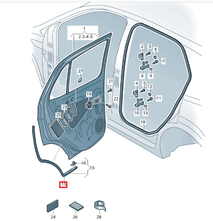 new volkswagen t-cross c11 rear right door seal rubber 2gm839700a original