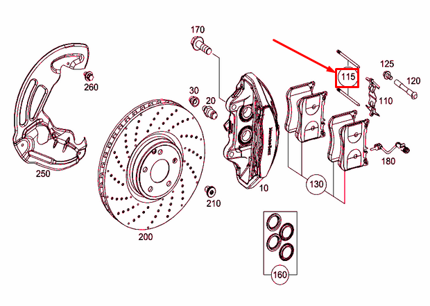 NEW MERCEDES-BENZ S W222 FRONT BRAKE DISC GUIDE PIN A0004216874 ORIGINAL
