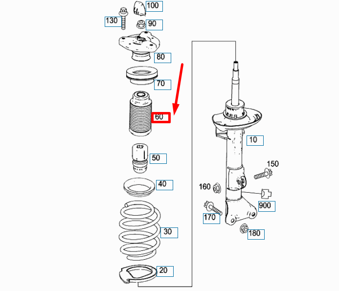 NEW MERCEDES-BENZ C W203 FRONT STRUT BOOT A2033230292 ORIGINAL