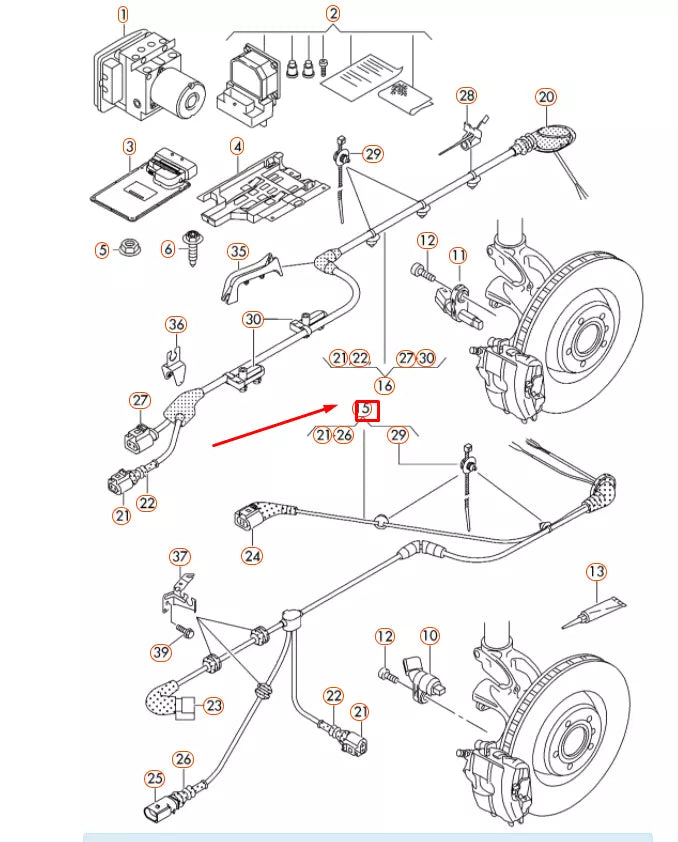 NEW AUDI A3 8V FRONT LEFT SPEED SENSOR WIRING HARNESS 5G0927903S