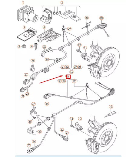 NEW AUDI A3 8V FRONT LEFT SPEED SENSOR WIRING HARNESS 5G0927903S