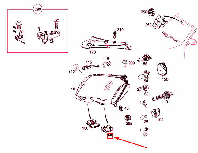 new mb glk x204 left xenon light power supply module a2048703226 original