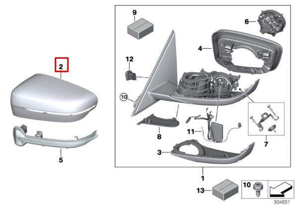 new bmw 3 g20 front right door mirror cover 8492900 51168492900 original