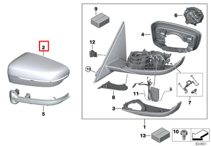 new bmw 3 g20 front right door mirror cover 8492900 51168492900 original