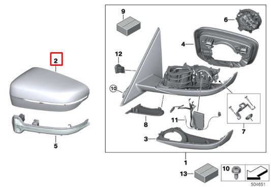 new bmw 3 g20 front right door mirror cover 8492900 51168492900 original