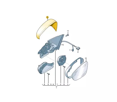 NEW VOLKSWAGEN PASSAT B8 FRONT RIGHT DOOR MIRROR COVER CAP 561857538AGRU