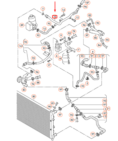 NEW AUDI A1 8X ENGINE COOLANT PLASTIC PIPE 03L121065AJ ORIGINAL