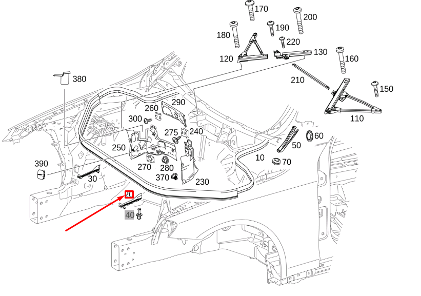 NEW MERCEDES-BENZ S W222 FRONT-END ASSEMBLY LEFT SEAL A2226280300 ORIGINAL