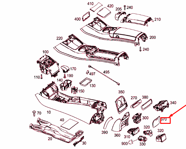 NEW MB S W222 CENTRAL CONSOLE REAR BOTTOM COVER MOLDING A22268023078509 ORIGINAL