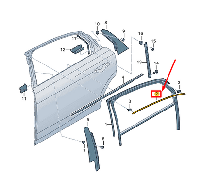 new audi a8 d5 rear left door window guide trim strip 4n4839643a2zz original