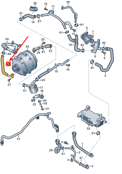 new audi a8 d5 engine coolant pipe with coolant hose 057121049b original