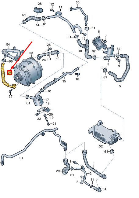 new audi a8 d5 engine coolant pipe with coolant hose 057121049b original