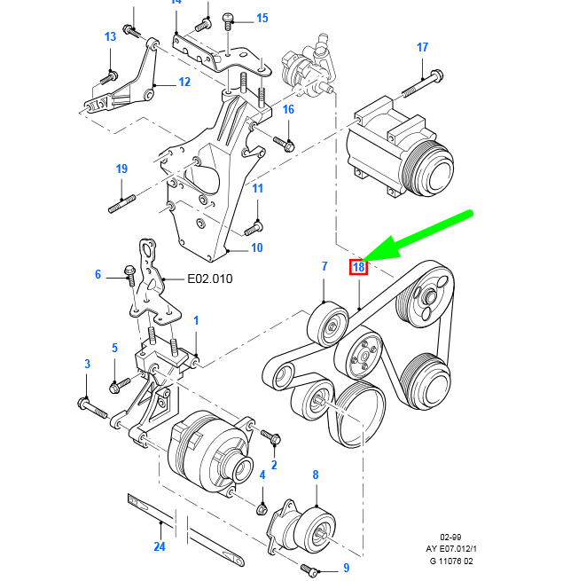 new ford mondeo mk2 v-ribbed belt 1014374 93bb-6c301-ab original