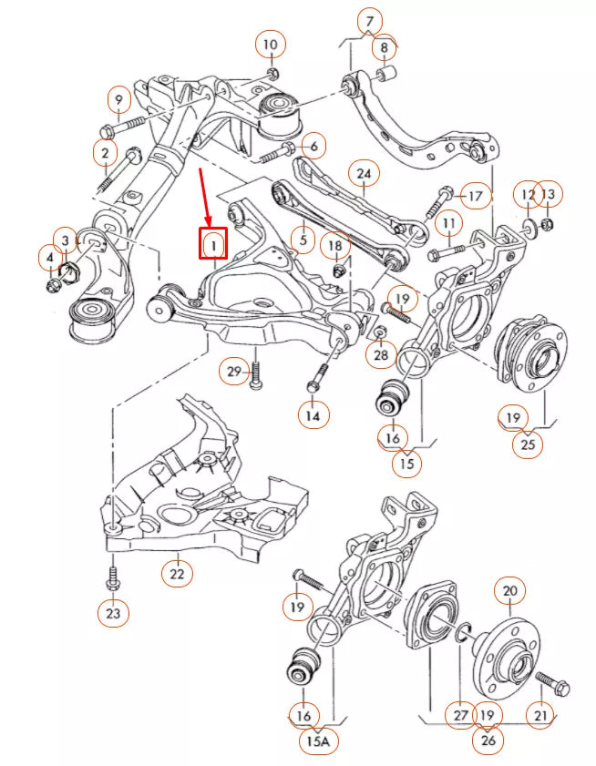 NEW AUDI A6 C6 REAR LEFT LOWER AXLE WISHBONE ARM 4F0505311L ORIGINAL