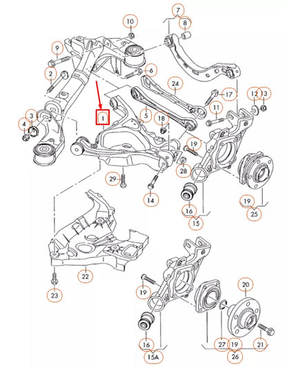 NEW AUDI A6 C6 REAR LEFT LOWER AXLE WISHBONE ARM 4F0505311L ORIGINAL
