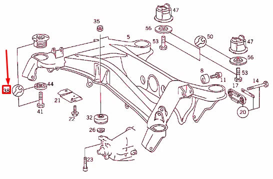 NEW MERCEDES-BENZ E W124 REAR SUBFRAME BEAM REPAIR KIT A1243500341 ORIGINAL