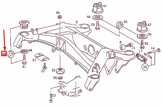 NEW MERCEDES-BENZ E W124 REAR SUBFRAME BEAM REPAIR KIT A1243500341 ORIGINAL