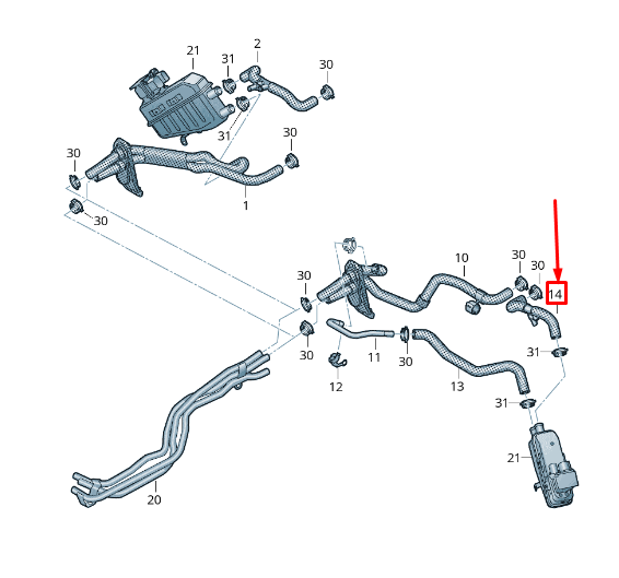 new audi a6 c8 engine heating hose rhd 4k2819552a original