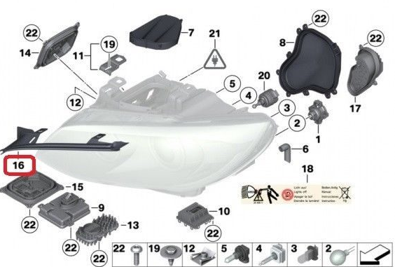 new bmw 3 e92 front gasket headlight right 63117241144 7241144 original