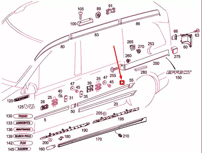 NEW MB VITO W639 LEFT SLIDING DOOR PROTECTIVE STRIP A63969010627G99
