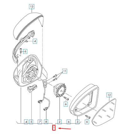 NEW VW GOLF MK7 FRONT LEFT SIDE DOOR MIRROR HOUSING LHD 5G1857507DM9B9 ORIGINAL