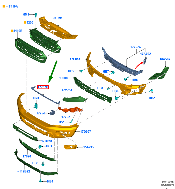 new ford ranger tke front bumper radiator grille bracket 2238088 original