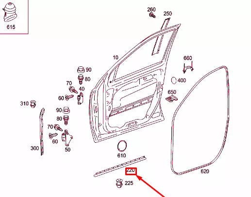 NEW MERCEDES-BENZ ML W164 FRONT LEFT DOOR COVER STRIP A1646904762 ORIGINAL