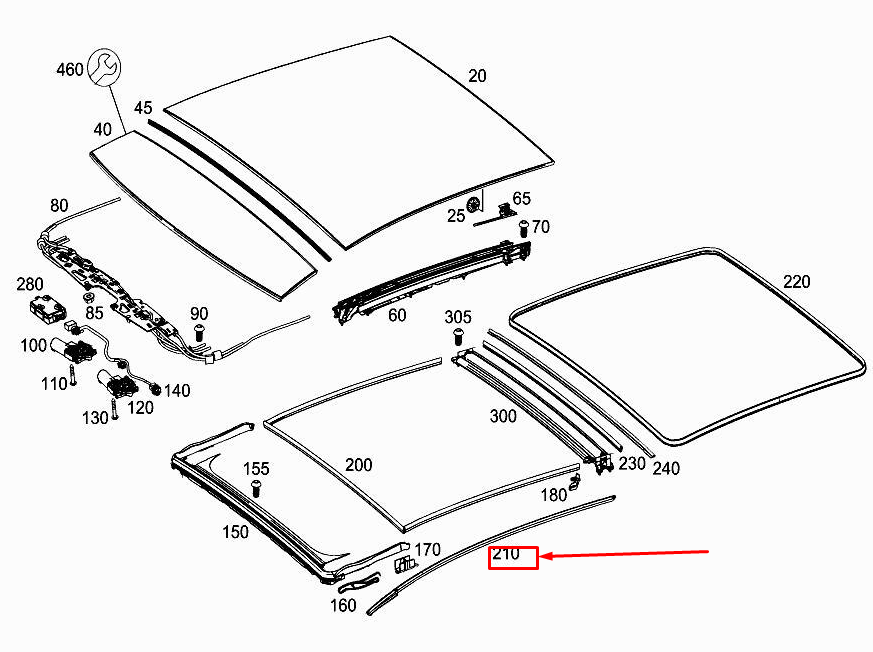 new mercedes-benz a w177 right sliding sunroof seal a1777820200 original