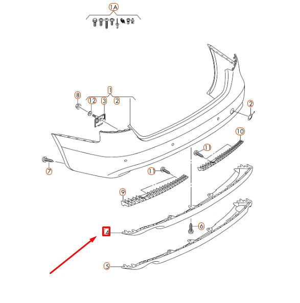 NEW AUDI A4 B8 REAR BUMPER SPOILER 8K0807521G01C ORIGINAL