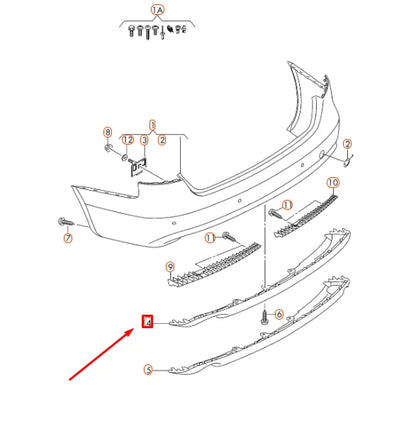 NEW AUDI A4 B8 REAR BUMPER SPOILER 8K0807521G01C ORIGINAL